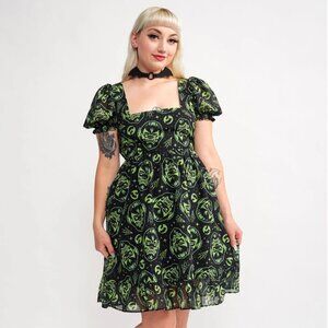 SOURPUSS Werewolf Cream Puff Dress in Black / Green for Summerween